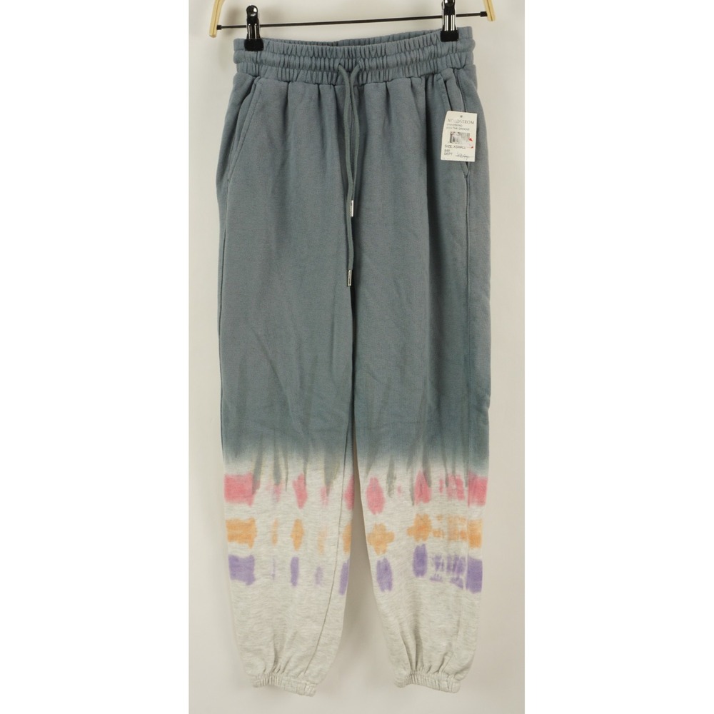 BLANK NYC Into The Groove Dip Tie Dye Fleece Cotton Sweatpants Women's XS Gray
